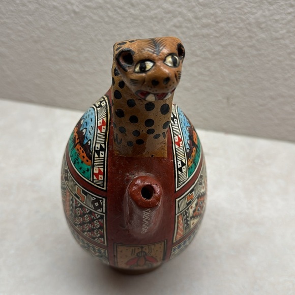 Cusco Peru Inca Jaguar Vessel Pitcher Jug Clay Folk Art Pottery Vintage GUC - Picture 4 of 8